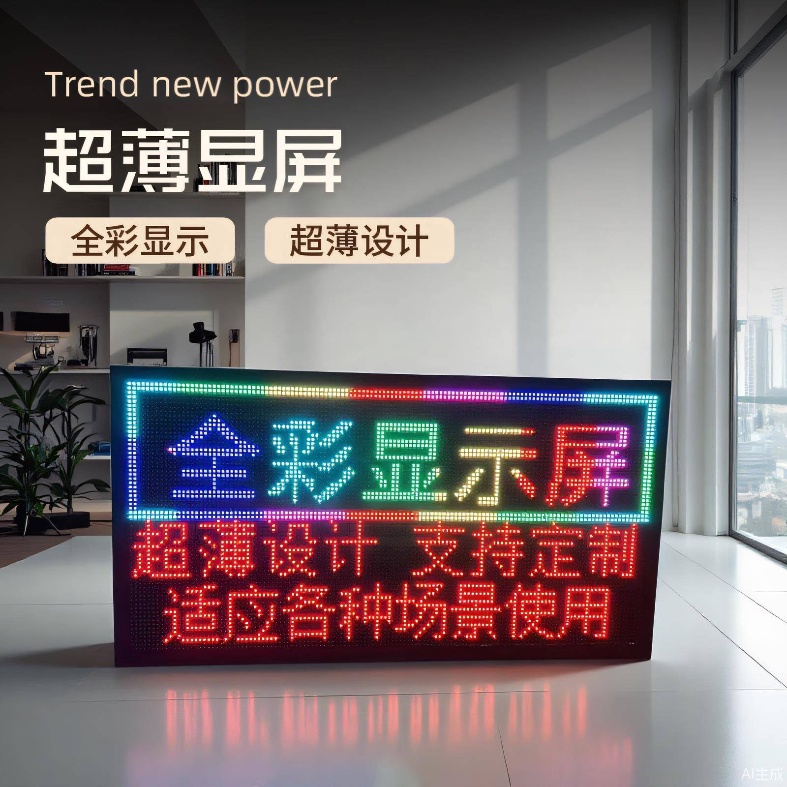 led显示屏地摊小型室内超薄充电走字车载窗口手举广告全彩显示屏