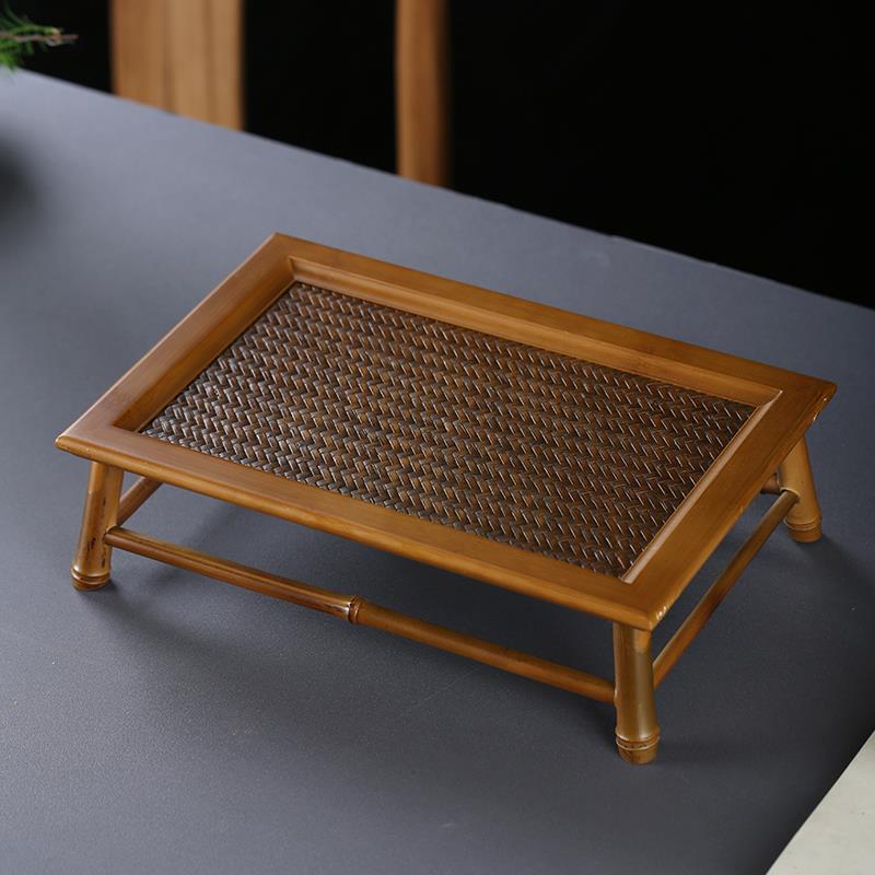 竹柒阁手工竹编茶台茶盘家用干泡台壶承茶具收纳茶海置物架茶杯架