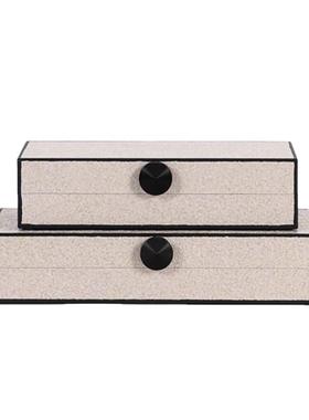 现代简约肌理香槟色收纳盒首饰盒艺术摆件设计师软装饰品家居创意