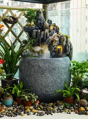 阳台假山流水喷泉水景摆件户外花园生态鱼缸循环水景观开业礼品
