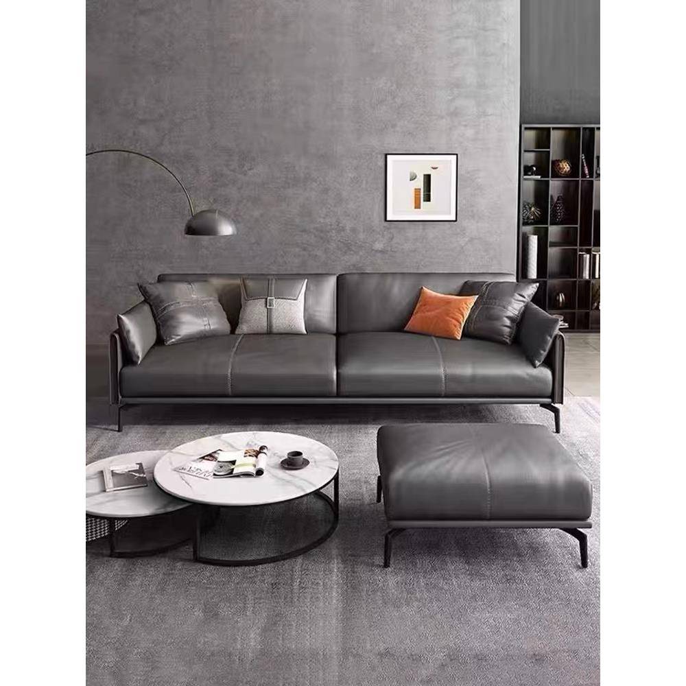 办公沙发咖啡桌组合简约现代商务接待接待洽谈意式无障碍豪华真皮