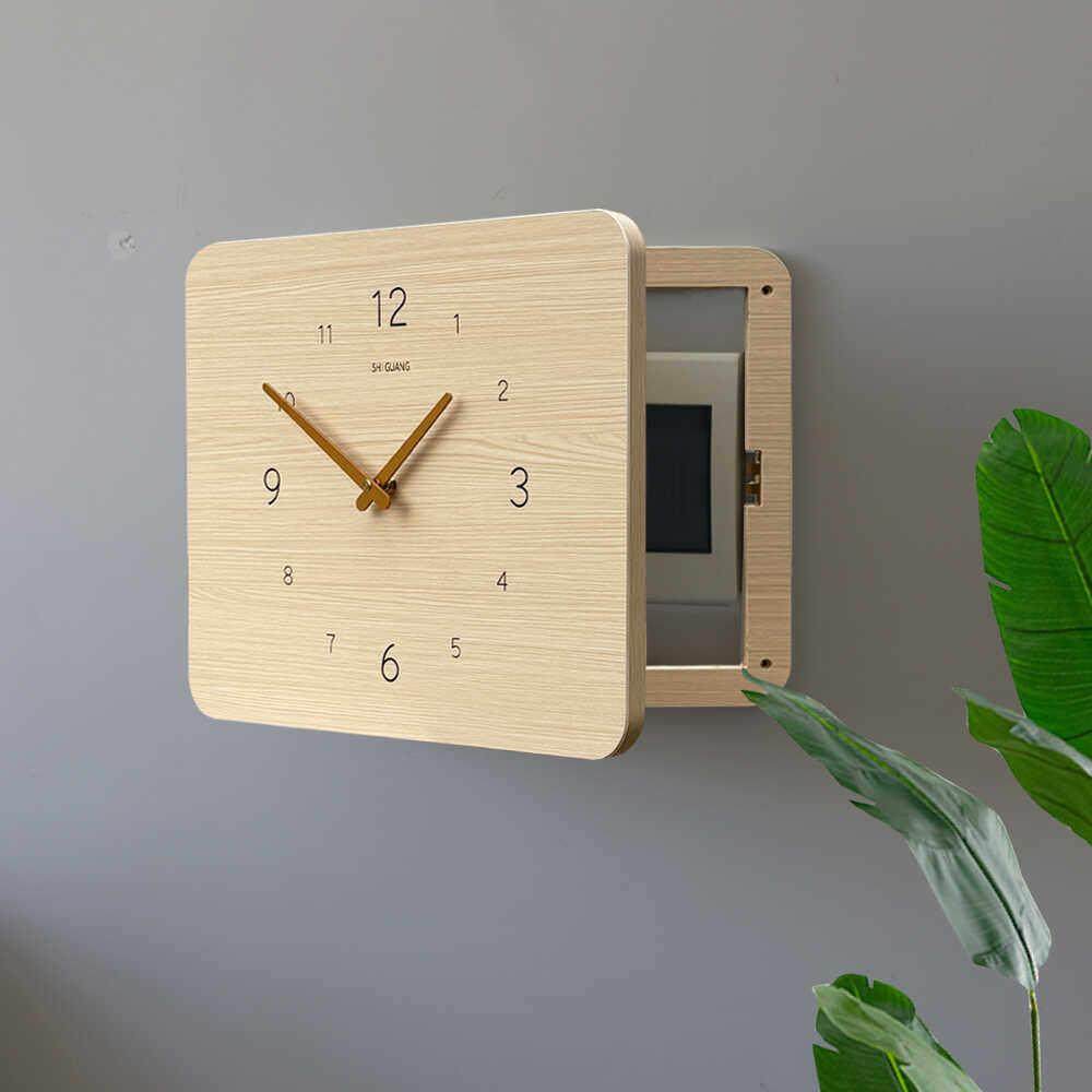 原木风电表箱装饰画带钟表挂钟挂画电闸配电箱遮挡时钟免打孔遮丑