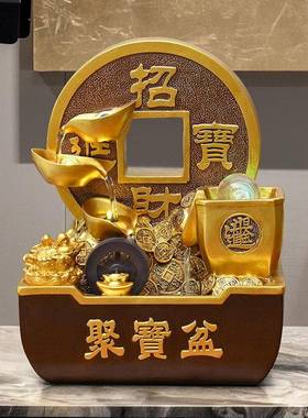新中式招财流水摆件循环水聚宝盆客厅玄关风水轮生财开业乔迁礼物