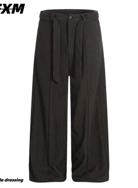 88FXM 美式复古cleanfit腰带设计西装裤男女宽松直筒阔腿休闲裤潮