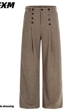 88FXM复古老钱风cleanfit羊毛混纺西裤男女直筒垂感休闲A字长裤潮