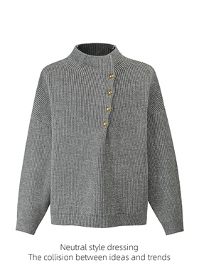 88FXM 新中式慵懒风铜扣设计感针织衫秋冬穿搭cleanfit情侣毛衣潮