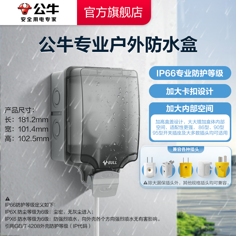 公牛IP66级户外防水盒