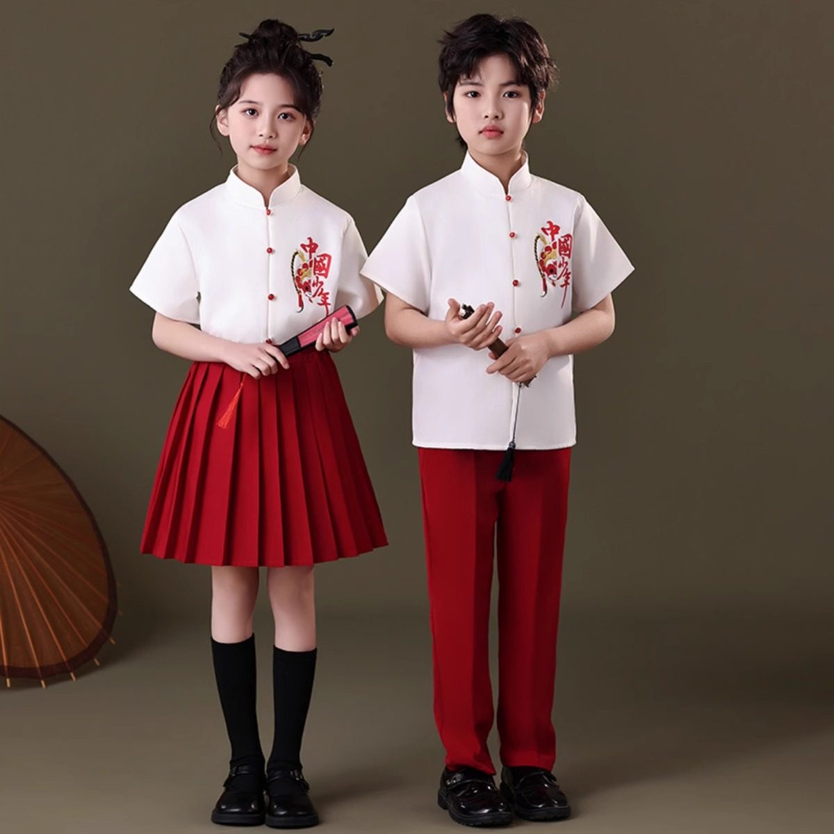 毕业季儿童中国风国潮幼儿园合唱演出服中式小学生班服诗朗诵表演