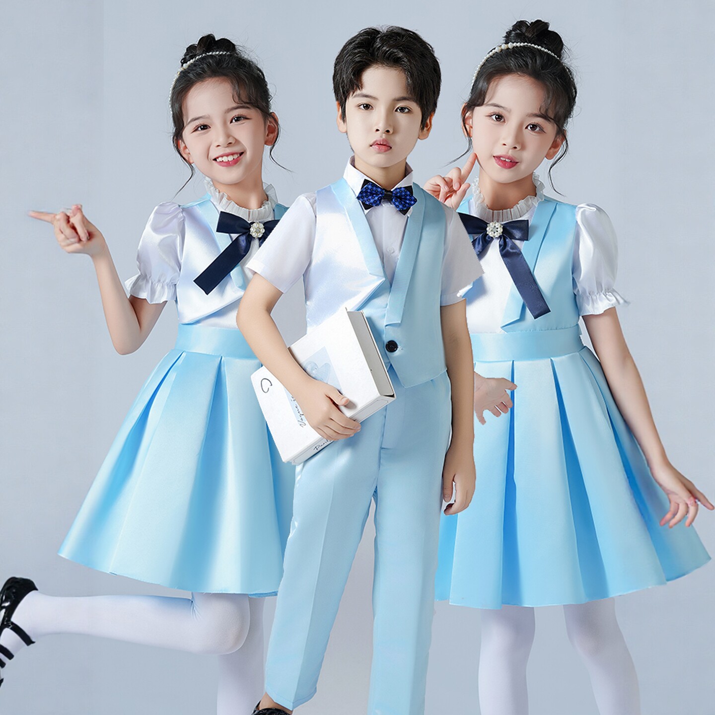 儿童合唱演出服男女童蓝色