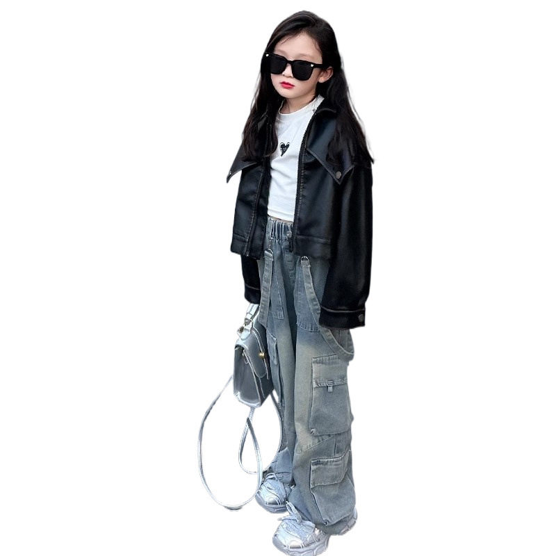 2025新款女童春季洋气时髦夹克皮