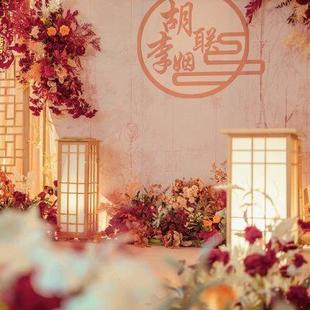 新款 饰布置摆件 中式 婚庆道具原木灯光方柱路引婚礼现场迎宾舞台装