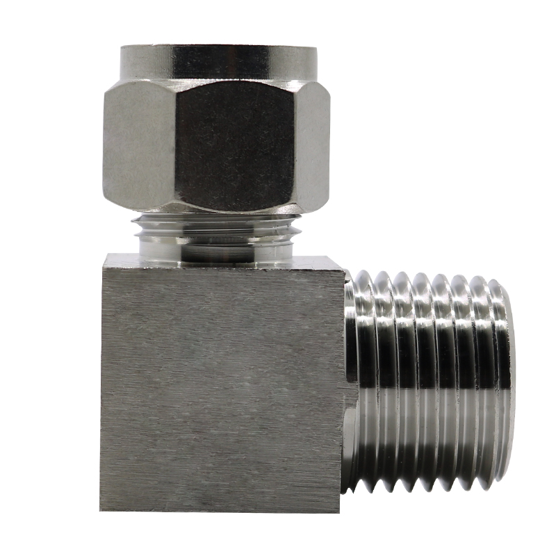 304不锈钢卡套弯头 90度直角弯通终端双卡套接头 不锈钢管接头