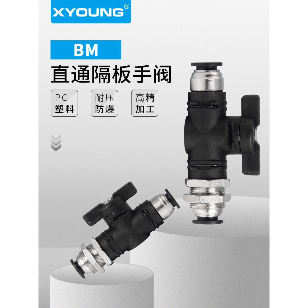 气动管道型快插接头BM-6气管直通隔板手阀手动开关阀旋扭BM-8