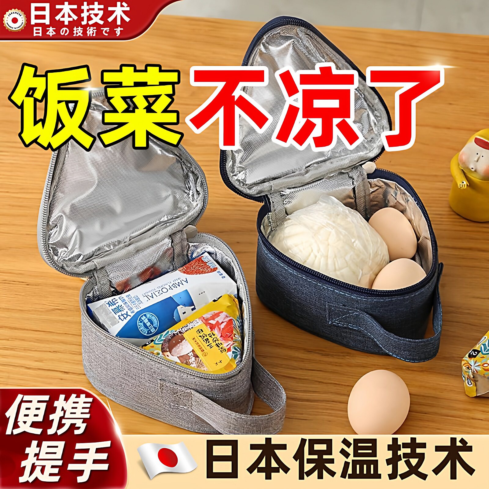 早餐保温袋小号大号便携铝箔饭盒袋上班手拎保鲜三角包手提袋