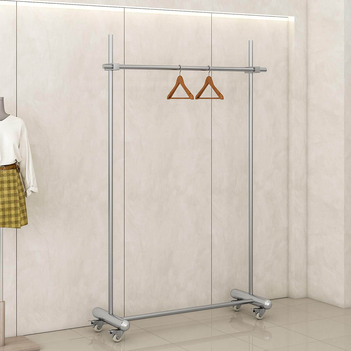 可调节移动服装店落地架 不锈钢落地陈列挂衣架,服饰配件/皮带/帽子/围巾,其他配件,淘宝优惠券,粉丝福利购,淘宝优惠卷