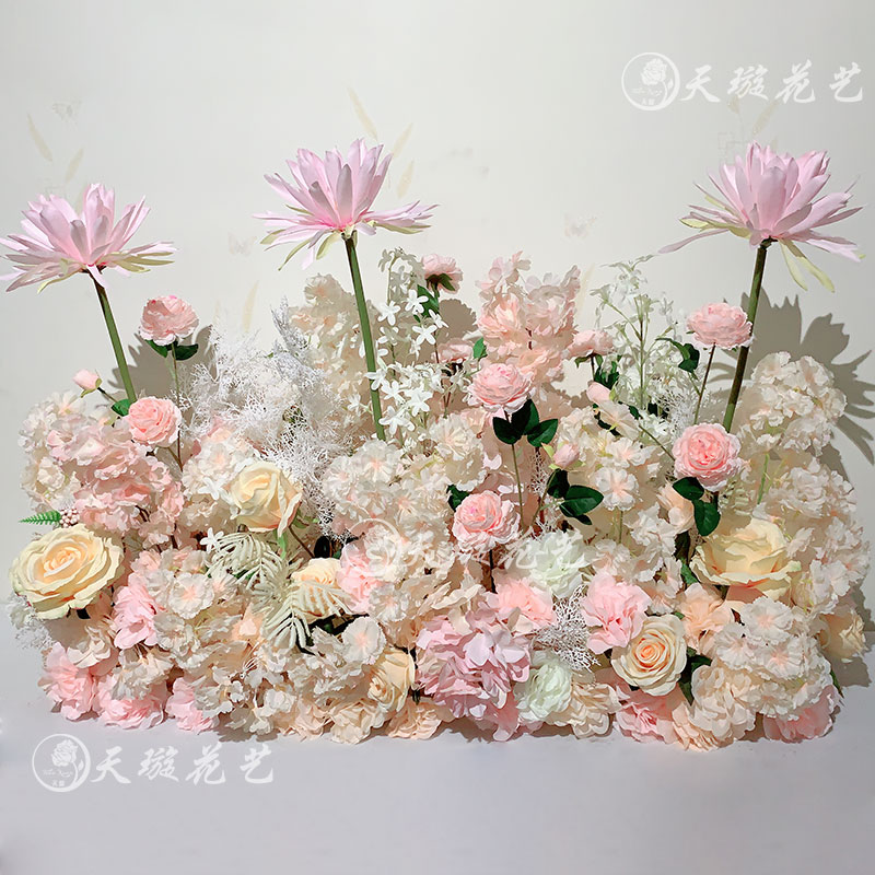 现货速发婚庆排花蓝白色昙花绢花绣球深蓝天蓝婚礼长条路引花引路