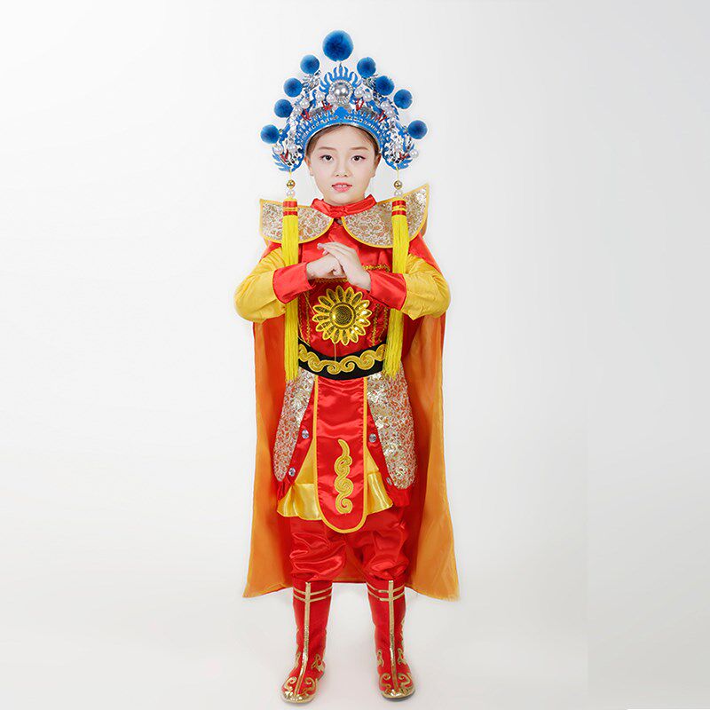 豫京剧戏服花木兰服装儿童演出服男童变脸说唱脸谱俏花旦舞蹈服