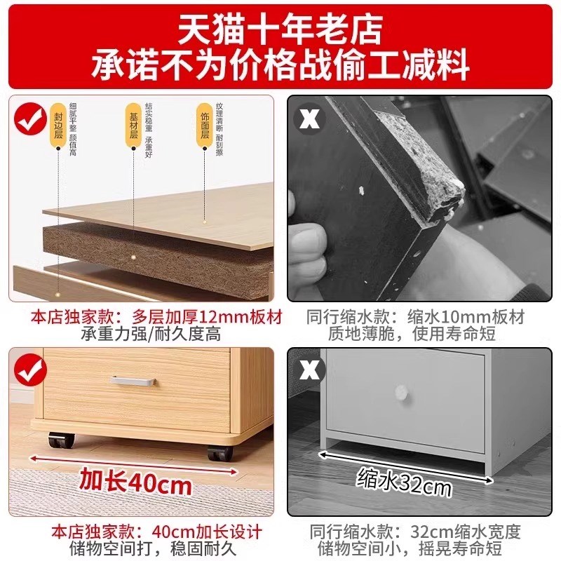 速发柜件柜办公室置物柜资料文矮下收纳柜边柜抽屉柜带锁桌柜储物