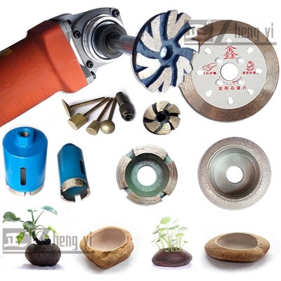 速发鹅卵石植物花盆石头石加石头雨花工开孔钻孔打磨盆石石雕制作