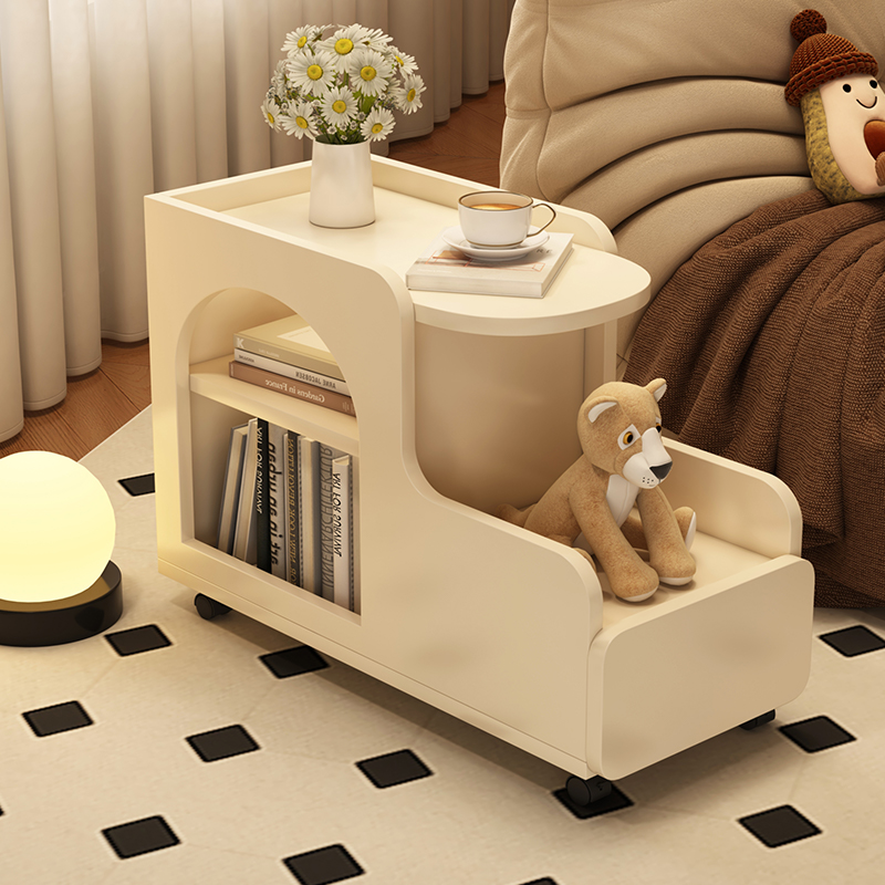 速发奶油风沙发侧柜边边动可移柜茶几小桌子小户型客厅家用小推车