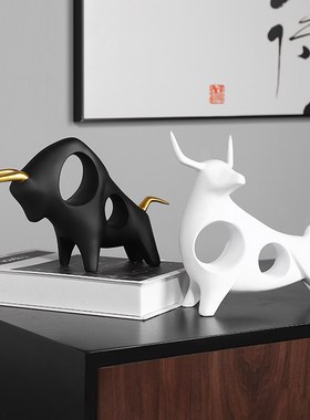 速发简约招财牛工艺件摆品家居客厅玄关酒柜办装室公饰品摆设