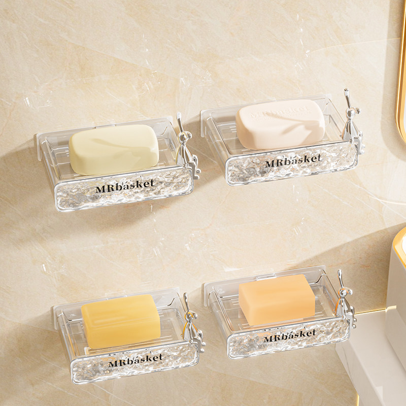 速发免所孔肥皂盒壁挂式香皂盒子沥水洗漱台墙上高档厕打功衣皂多