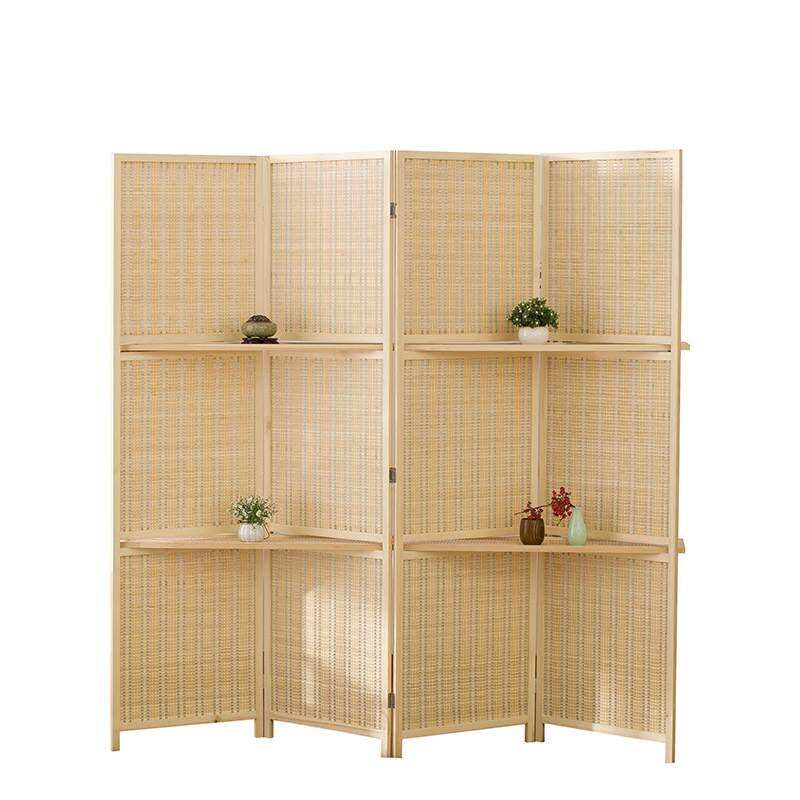 速发竹编屏风隔断折屏卧室客厅玄关门时尚简易折叠办公室酒店田园