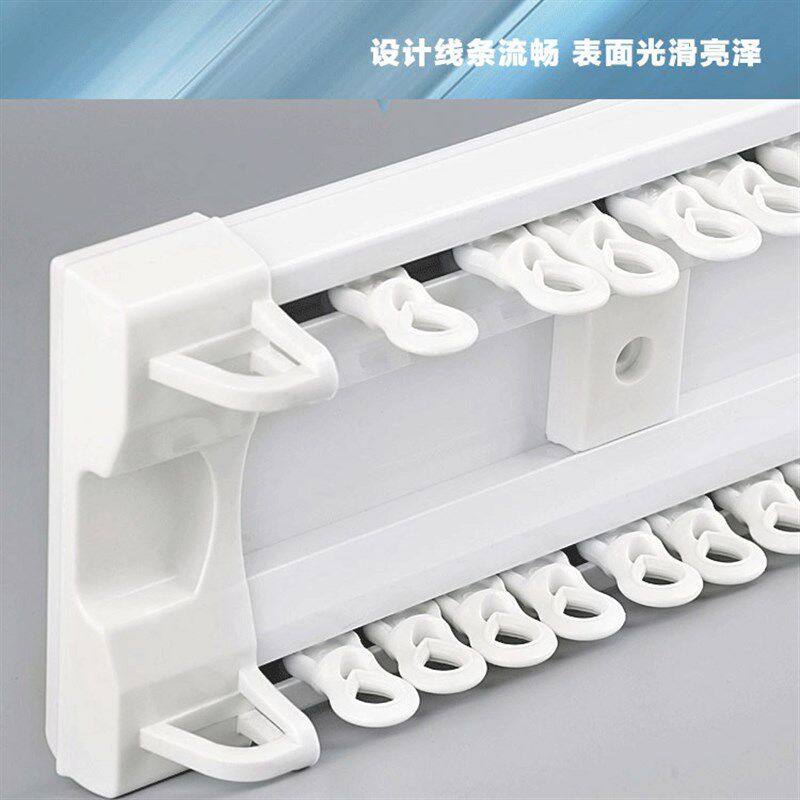 速发窗双纳帘轨道双轨滑轮直轨导轨滑道静音顶装连体米窗帘轨
