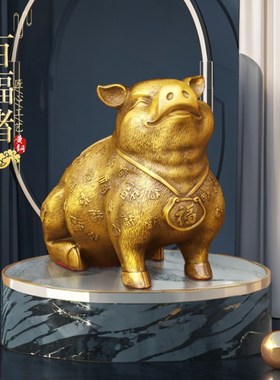 速发纯铜百祥猪生福猪黄铜摆件室内办公室桌面肖运猪吉福铜猪摆放