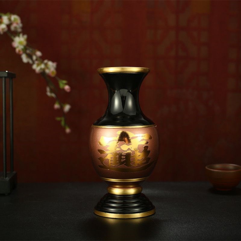 速发供用前纯铜花瓶心经招财佛佛用品供花瓶家用供奉观音插花