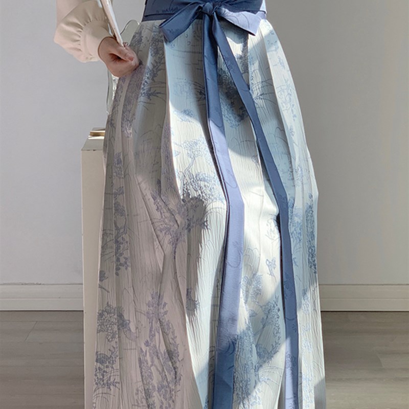 速发改上班穿的马面裙小个子高腰百褶裙新中式国可风良汉服半身裙