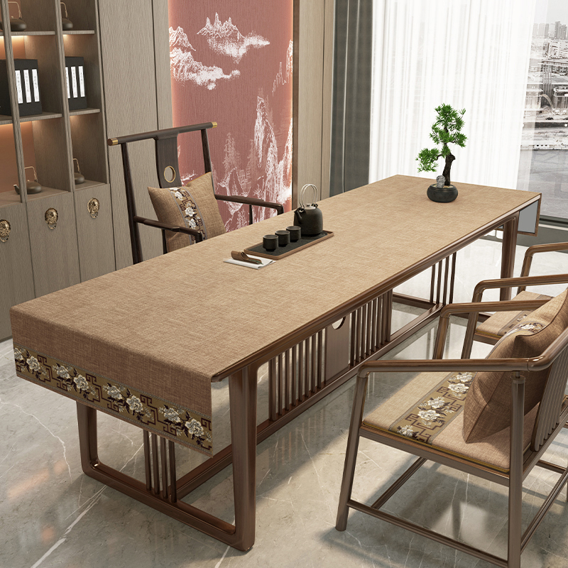 速发禅布中意茶桌式防水棉麻茶几布长方形餐桌布茶席茶道茶台垫布