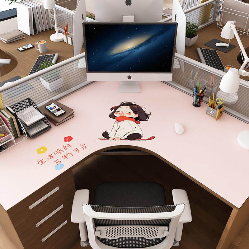 转角书桌垫拐角l型弧形 学习办公桌电脑工位办公室桌布桌面保护垫