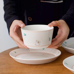 曼叙碗可爱高颜值情侣碗筷套装2人餐具新婚礼物兔兔陶瓷礼盒套组