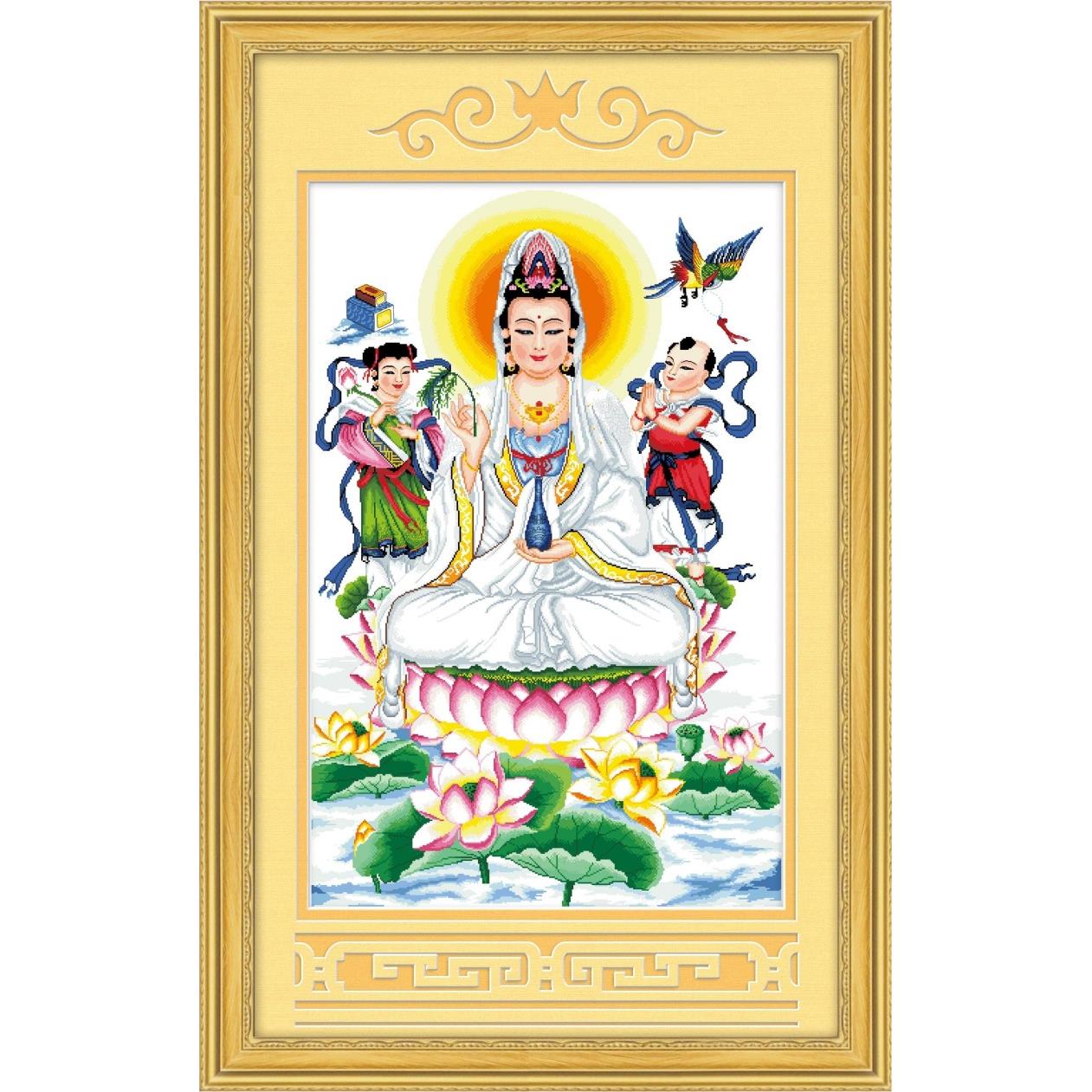 观音菩萨十字绣简单刺绣线绣新款挂画南海观世音2024佛打发时间绣