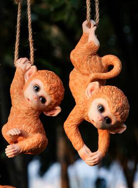 庭院仿真小猴子摆件阳台户外花园幼儿园布置装饰吊件树上挂件创意