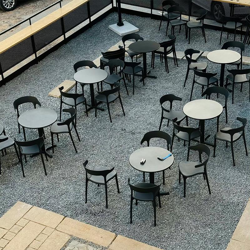 网红露天外摆区桌椅组合户外奶茶店咖啡休闲阳台休息区洽谈圆桌子