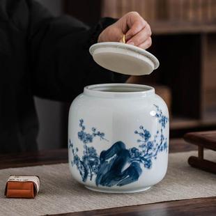 密封储存防潮家用散装 手绘青瓷茶叶罐陶瓷大号一斤装 红绿茶罐定制