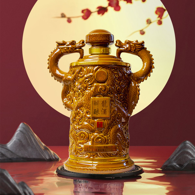 醉龙酿 双龙棕韵酱香型白酒坛装加底座25L/1坛