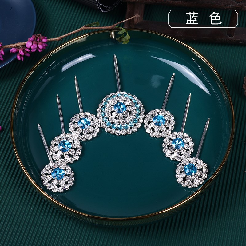速发戏曲头面捷克钻七星泡子  古装花旦角包头圆形宝石花京剧青衣