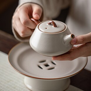 速发三点水手工汝窑茶壶可茶单壶陶瓷功夫茶汝汝瓷开片泡养具窑石