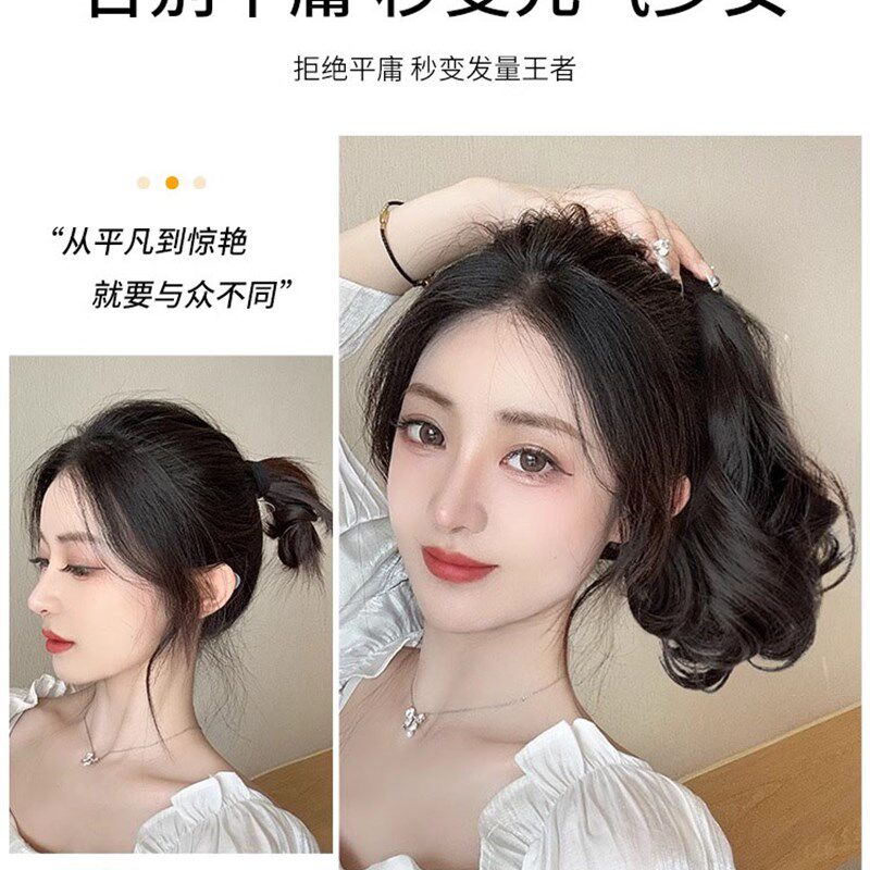 速发法国假卷抓夹秋冬马尾微发短自然发绑带式卷发可扎发夹头饰