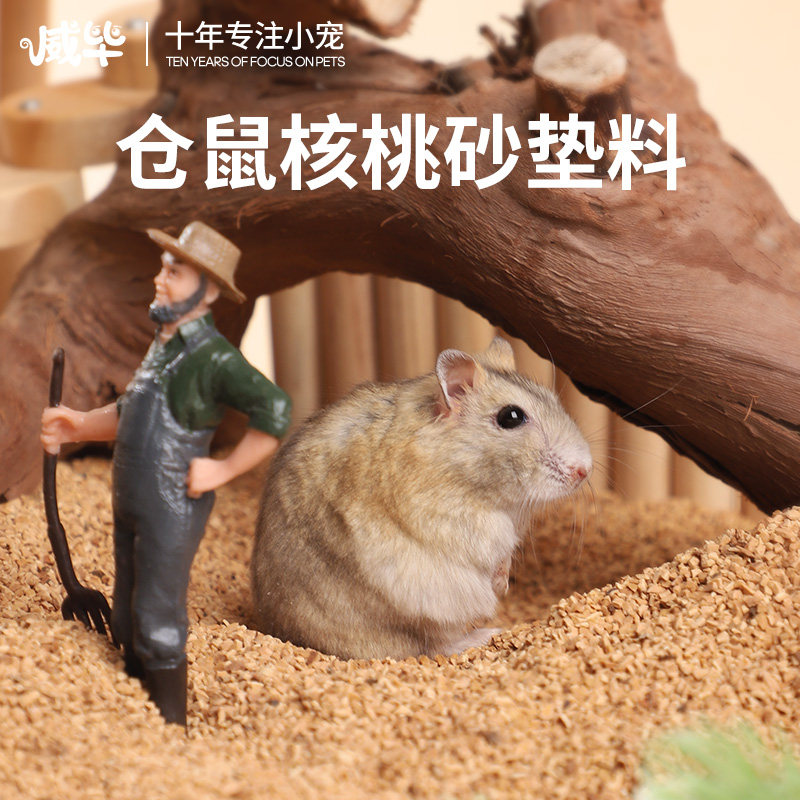 速发小仓鼠核桃砂去味无尘花枝鼠金丝熊芦丁鸡尿沙颗粒沙垫材用品
