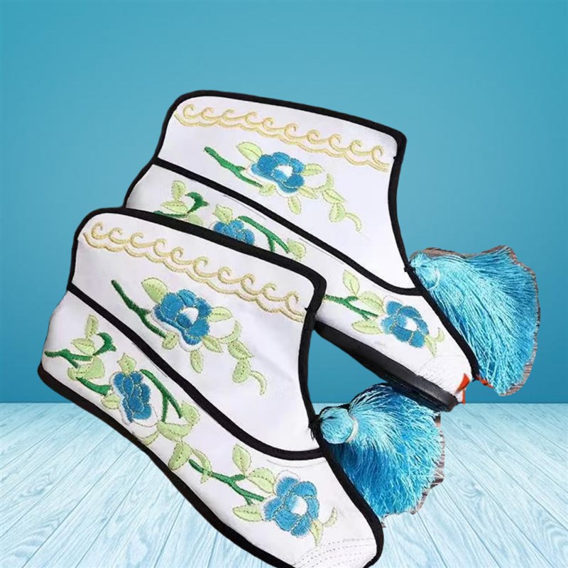 速发戏曲用品平底彩鞋越剧京剧快靴武旦刀马旦穆桂英彩快绣花打兵