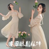 复古油画连衣裙纯欲风孕妈咪艺妇照摄 影式 速发新款 法楼孕术照服装