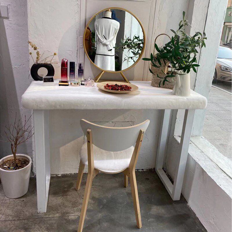 速发ft仿梳妆台毛绒垫子台电椅垫毛脑休闲椅凳垫化妆短桌面装饰垫