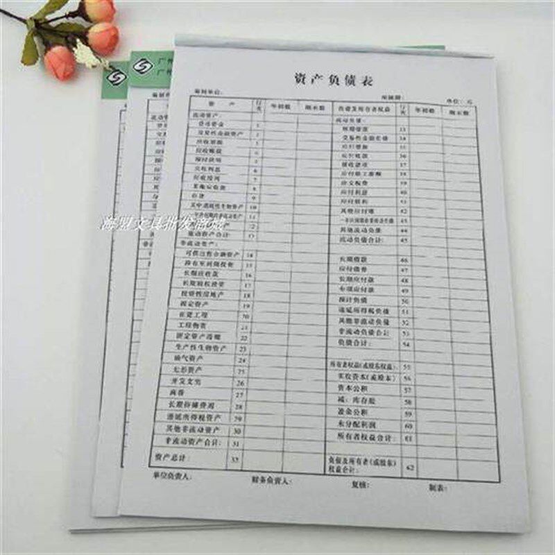 速发立信资产负债表A4财务会计企业月度报表现金流量利润表损益表