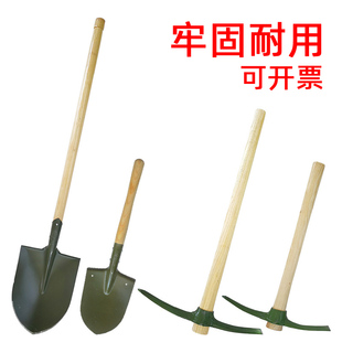 速发户尖小铲子铁锹锹铁锹铲外大工兵铲铁镐木柄铁镐