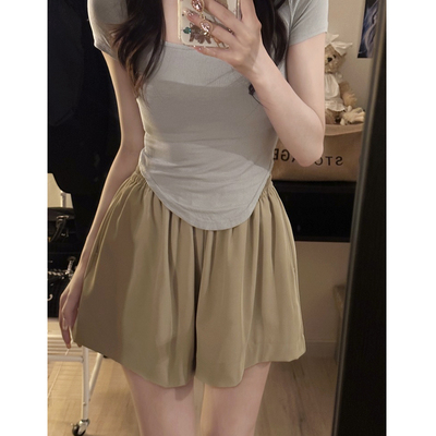 速发大新装高腰休闲短裤202码款腿季裤子宽松阔夏热裤