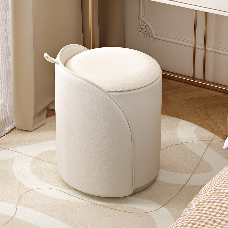 速发化妆凳生卧室简高实木梳妆台椅子轻奢约小感级圆凳美甲凳子